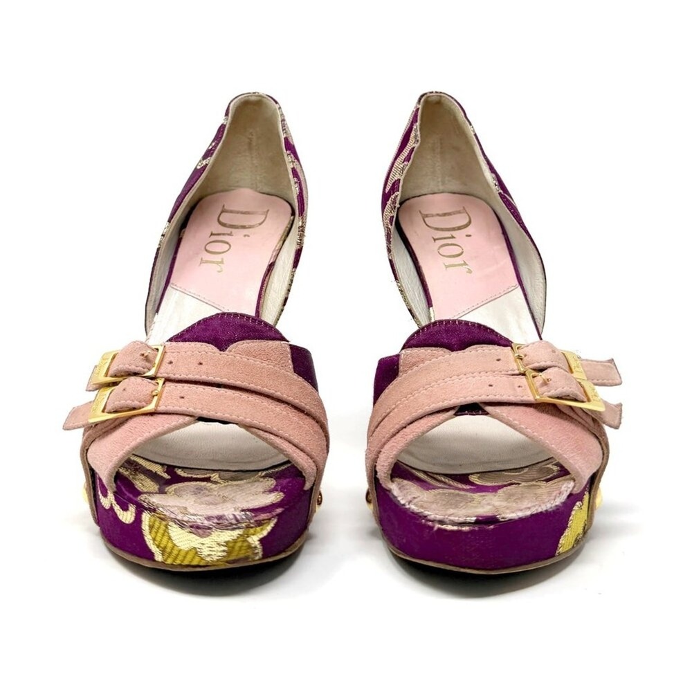 Dior Galliano Peep Toe Pumps Purple Gold EU36.5 Platform Heels - Picture 4 of 9